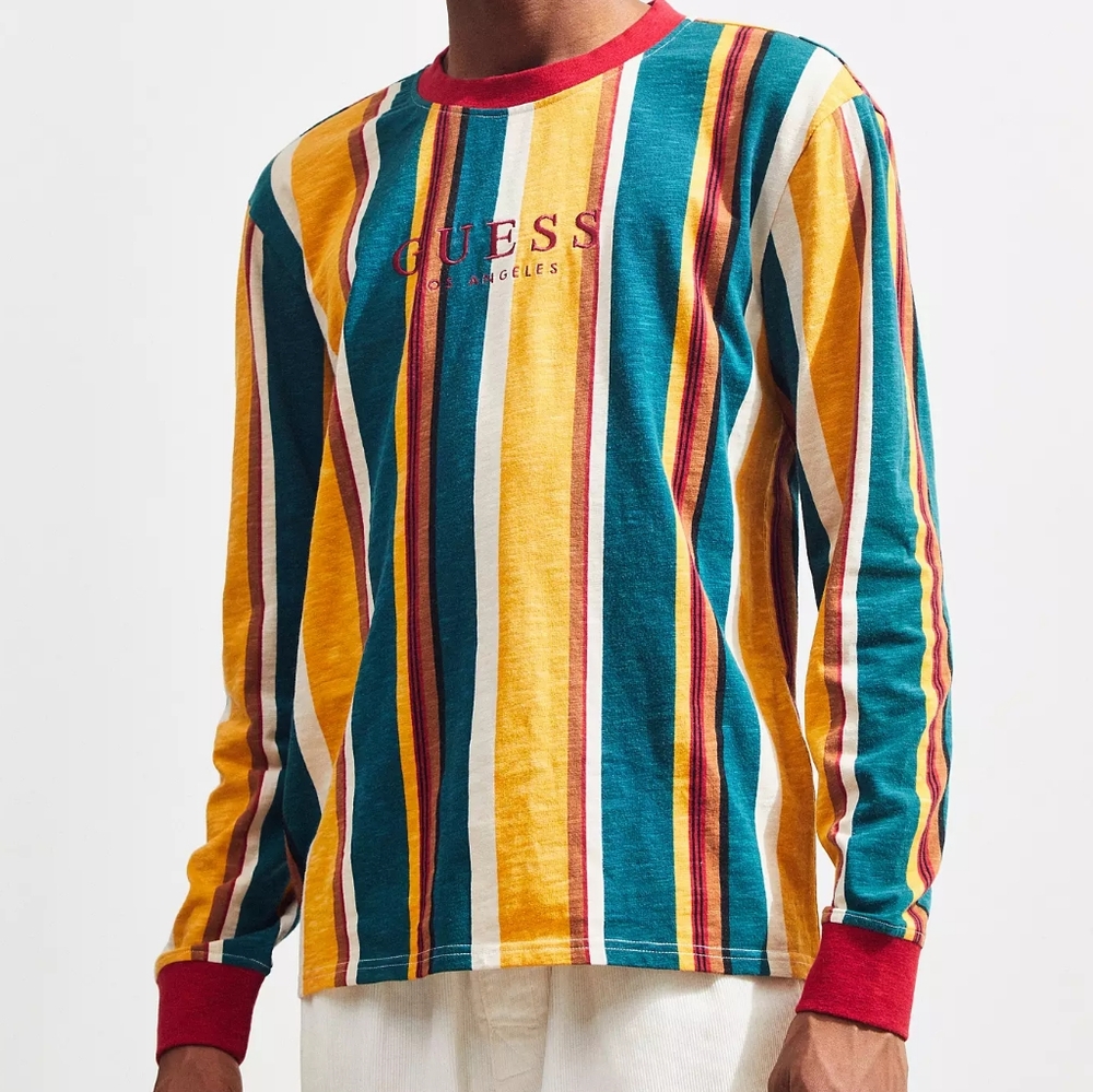 Guess Sayer Stripe Long Sleeve Men's Medium